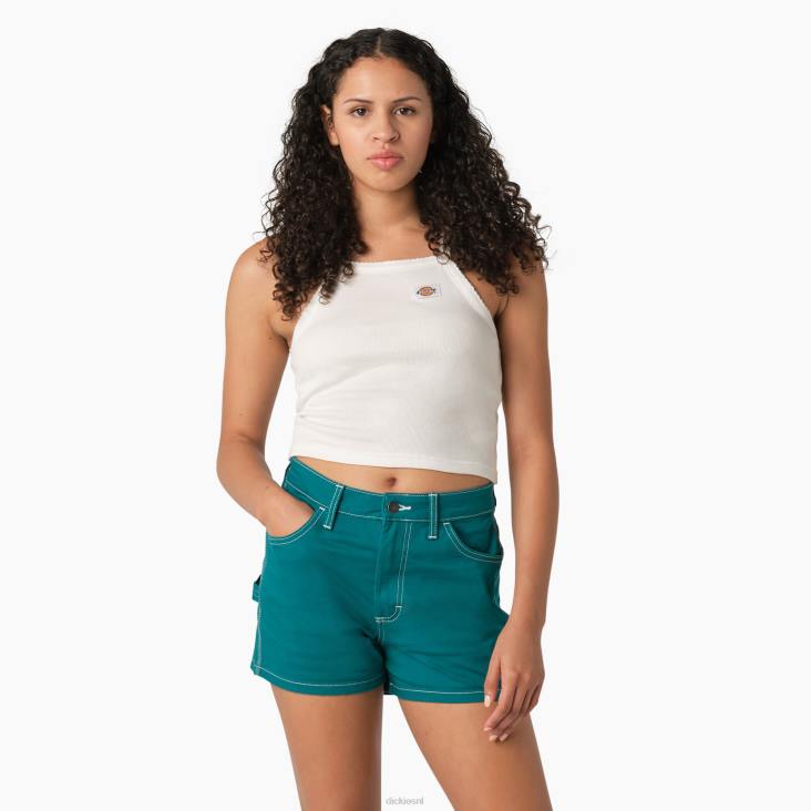vrouwen Dickies ribgebreide cropped tanktop wit (wh) kleding 6F0X2088