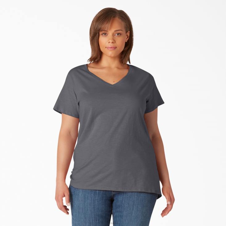 vrouwen Dickies plus T-shirt met korte mouwen en v-hals grafietgrijs (ga) kleding 6F0X2038