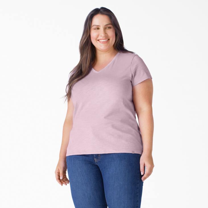 vrouwen Dickies plus T-shirt met korte mouwen en v-hals mauve schaduwen (vs) kleding 6F0X2041