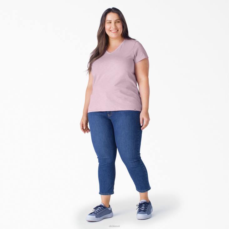 vrouwen Dickies plus T-shirt met korte mouwen en v-hals mauve schaduwen (vs) kleding 6F0X2041