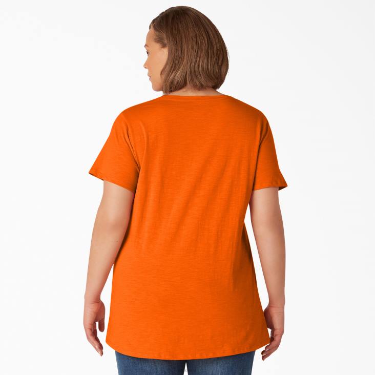 vrouwen Dickies plus T-shirt met korte mouwen en v-hals scharlaken ibis (s2s) kleding 6F0X2040