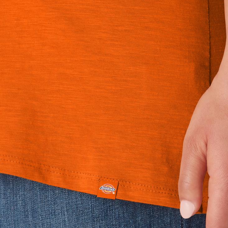 vrouwen Dickies plus T-shirt met korte mouwen en v-hals scharlaken ibis (s2s) kleding 6F0X2040