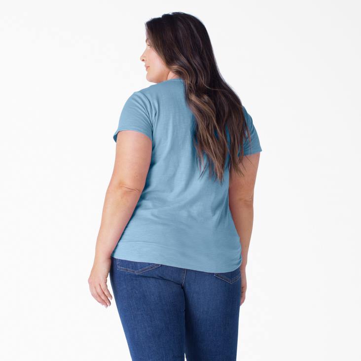vrouwen Dickies plus T-shirt met korte mouwen en v-hals stoffig blauw (dl) kleding 6F0X2035