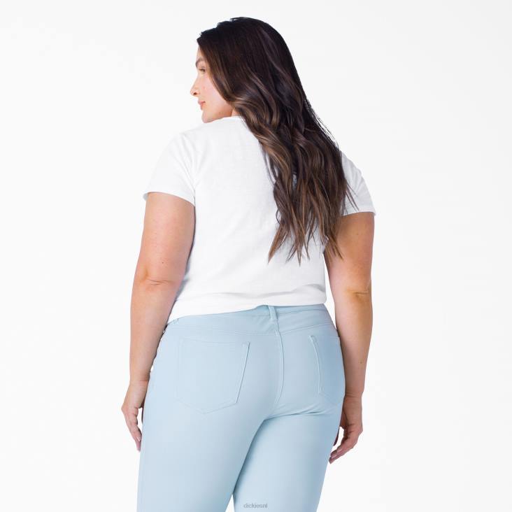 vrouwen Dickies plus T-shirt met korte mouwen en v-hals wit (wh) kleding 6F0X2042