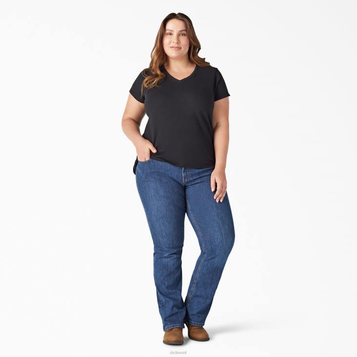 vrouwen Dickies plus T-shirt met korte mouwen en v-hals zwart (kbk) kleding 6F0X2039