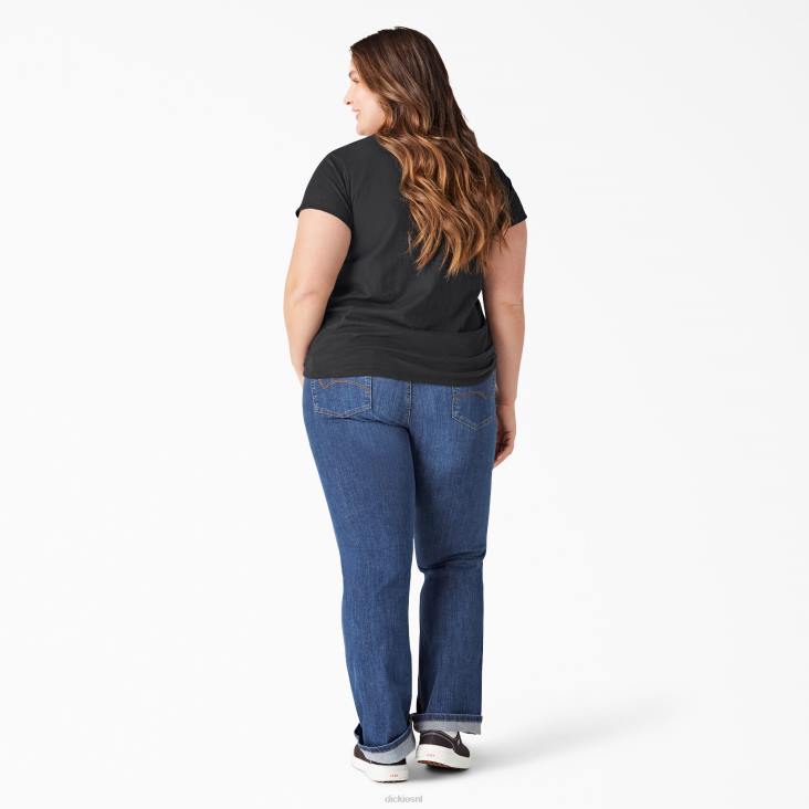 vrouwen Dickies plus T-shirt met korte mouwen en v-hals zwart (kbk) kleding 6F0X2039