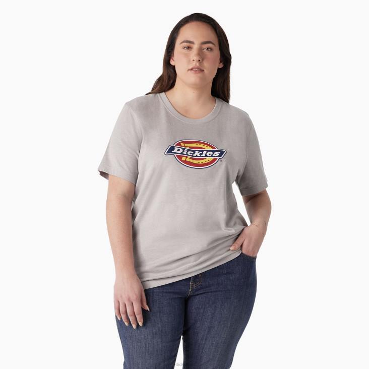 vrouwen Dickies plus een zwaar T-shirt met logo grijs gemêleerd (h2) kleding 6F0X2144