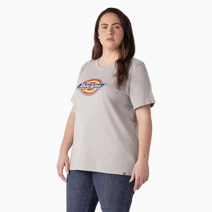 vrouwen Dickies plus een zwaar T-shirt met logo grijs gemêleerd (h2) kleding 6F0X2144