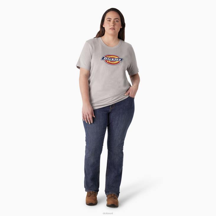 vrouwen Dickies plus een zwaar T-shirt met logo grijs gemêleerd (h2) kleding 6F0X2144