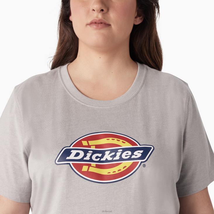 vrouwen Dickies plus een zwaar T-shirt met logo grijs gemêleerd (h2) kleding 6F0X2144