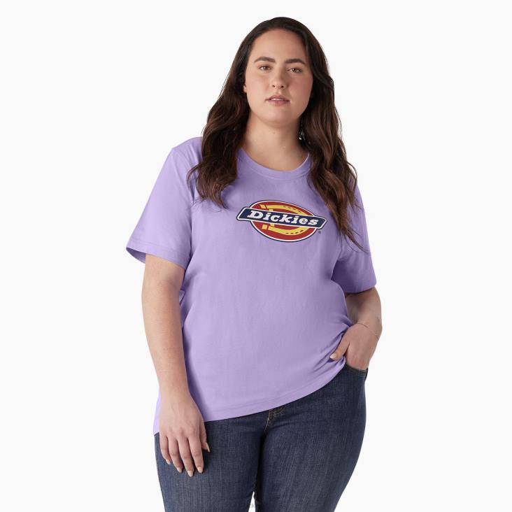 vrouwen Dickies plus een zwaar T-shirt met logo paarse roos (ur2) kleding 6F0X2145