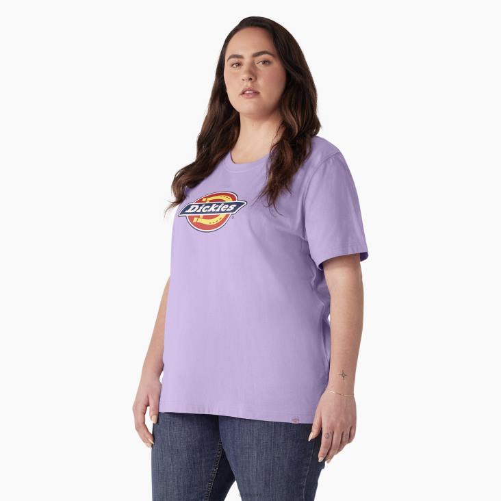 vrouwen Dickies plus een zwaar T-shirt met logo paarse roos (ur2) kleding 6F0X2145