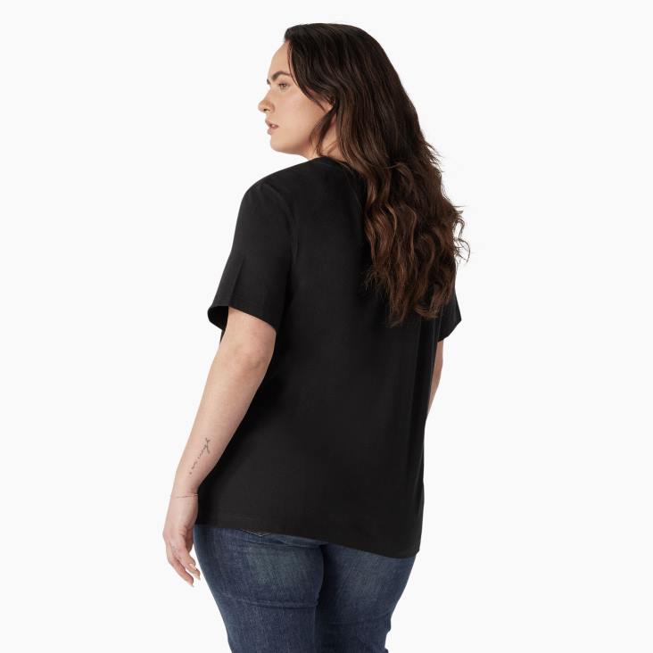 vrouwen Dickies plus een zwaar T-shirt met logo zwart (kbk) kleding 6F0X2146