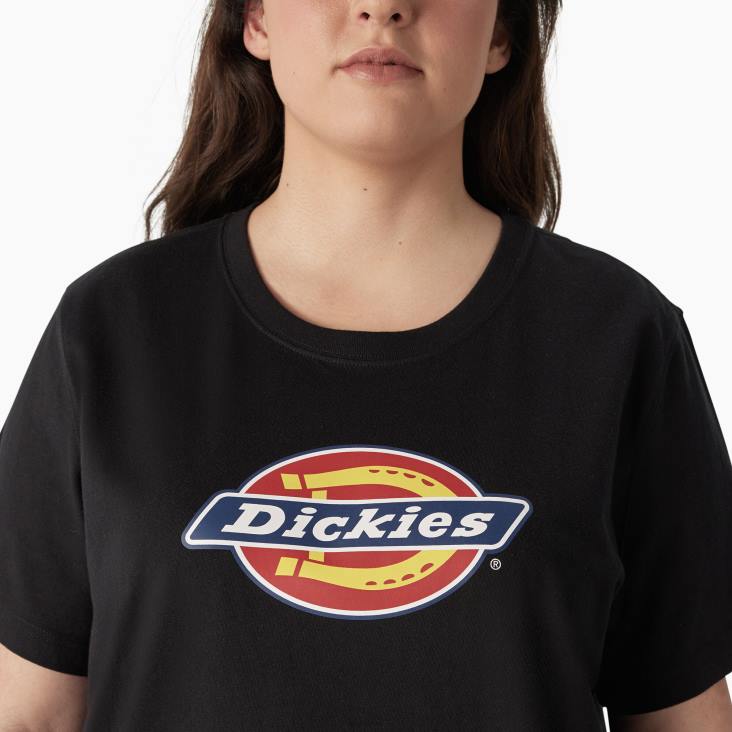 vrouwen Dickies plus een zwaar T-shirt met logo zwart (kbk) kleding 6F0X2146