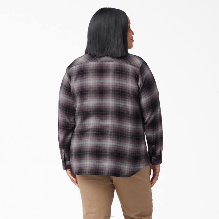 vrouwen Dickies plus geruit flanellen overhemd met lange mouwen stoffige paarse highland plaid (b2x) kleding 6F0X2207