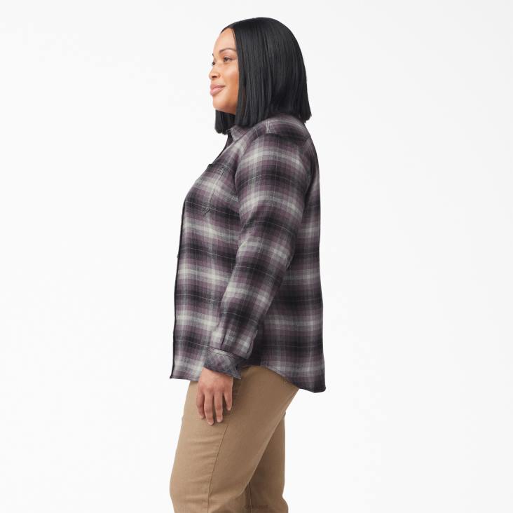 vrouwen Dickies plus geruit flanellen overhemd met lange mouwen stoffige paarse highland plaid (b2x) kleding 6F0X2207
