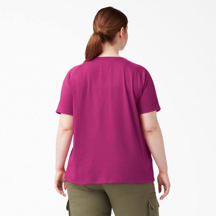 vrouwen Dickies plus verkoelend T-shirt met korte mouwen festival fuchsia (f2f) kleding 6F0X1590