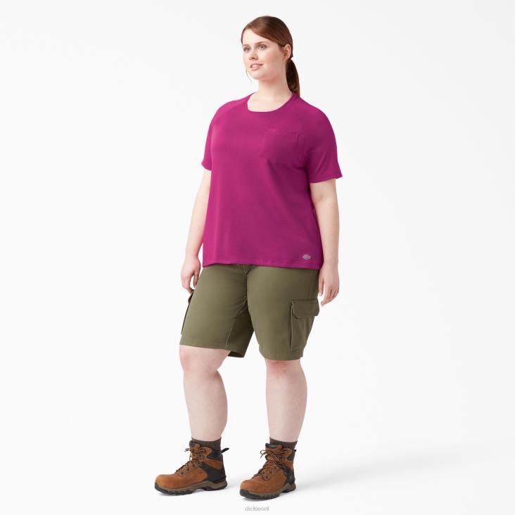 vrouwen Dickies plus verkoelend T-shirt met korte mouwen festival fuchsia (f2f) kleding 6F0X1590