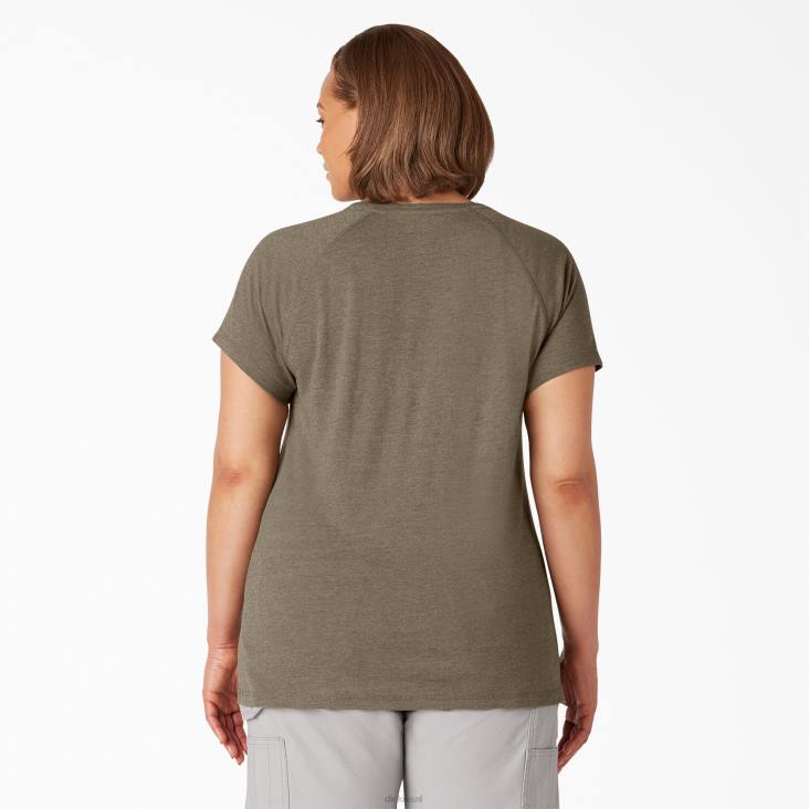 vrouwen Dickies plus verkoelend T-shirt met korte mouwen militair groene heide (mld) kleding 6F0X1593