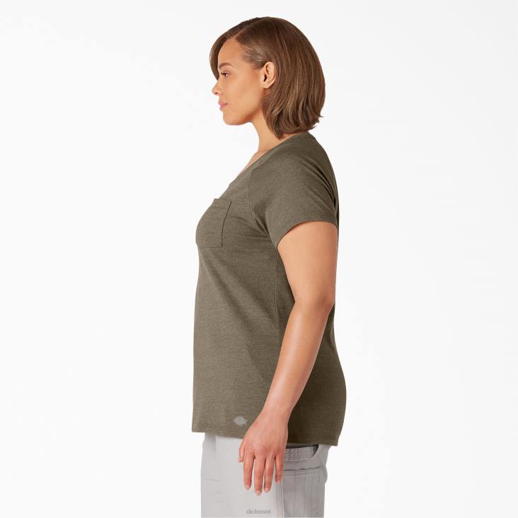 vrouwen Dickies plus verkoelend T-shirt met korte mouwen militair groene heide (mld) kleding 6F0X1593