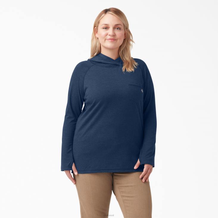 vrouwen Dickies plus zonneshirt met koelprestaties donker marine heide (dnh) kleding 6F0X1643
