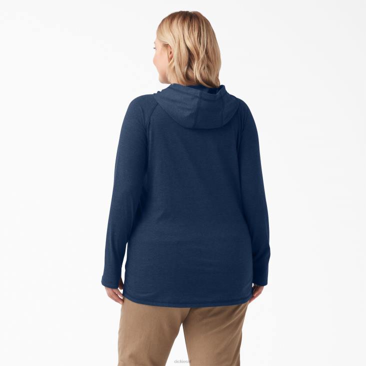 vrouwen Dickies plus zonneshirt met koelprestaties donker marine heide (dnh) kleding 6F0X1643