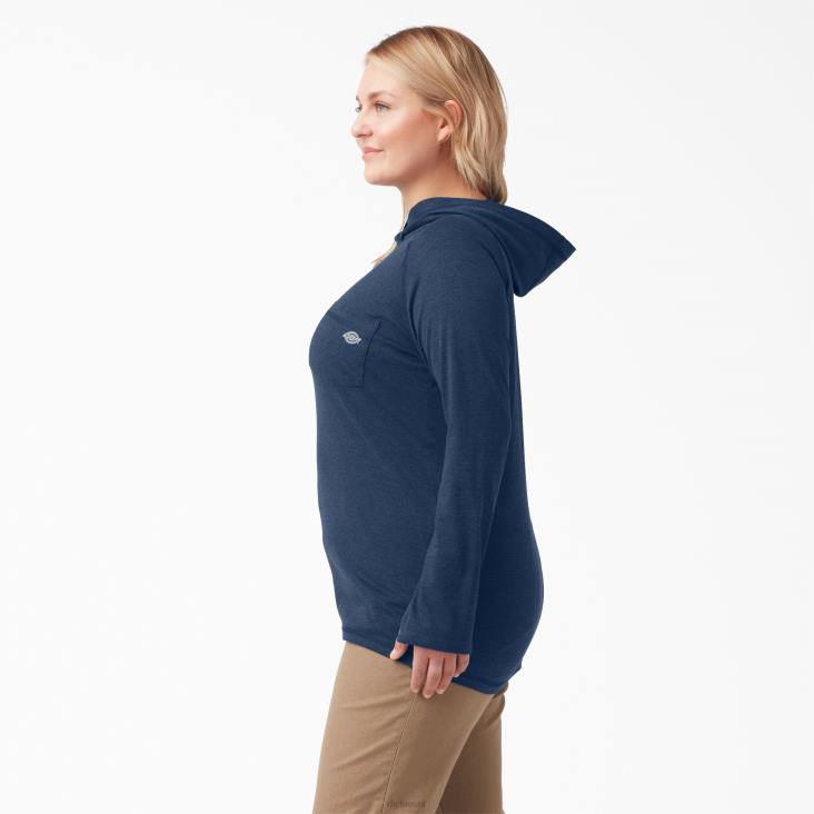 vrouwen Dickies plus zonneshirt met koelprestaties donker marine heide (dnh) kleding 6F0X1643