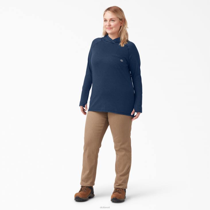 vrouwen Dickies plus zonneshirt met koelprestaties donker marine heide (dnh) kleding 6F0X1643