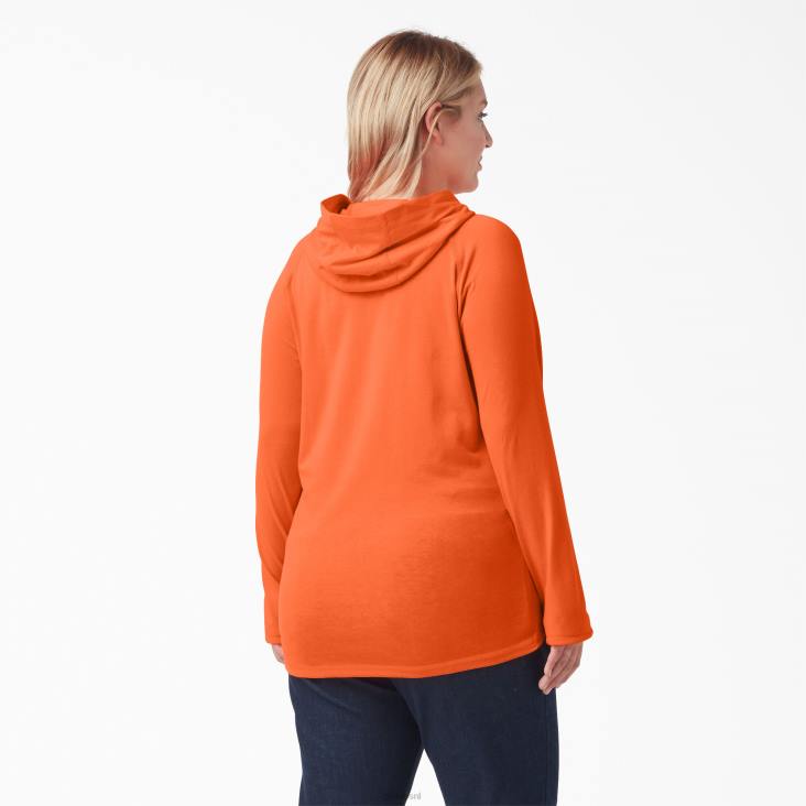 vrouwen Dickies plus zonneshirt met koelprestaties fel oranje (bod) kleding 6F0X1641