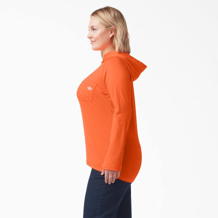 vrouwen Dickies plus zonneshirt met koelprestaties fel oranje (bod) kleding 6F0X1641