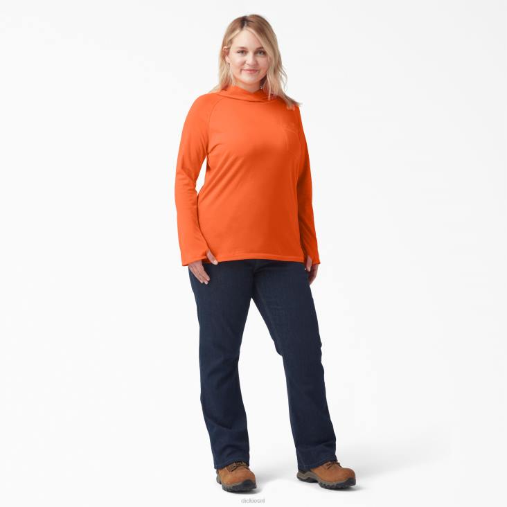 vrouwen Dickies plus zonneshirt met koelprestaties fel oranje (bod) kleding 6F0X1641