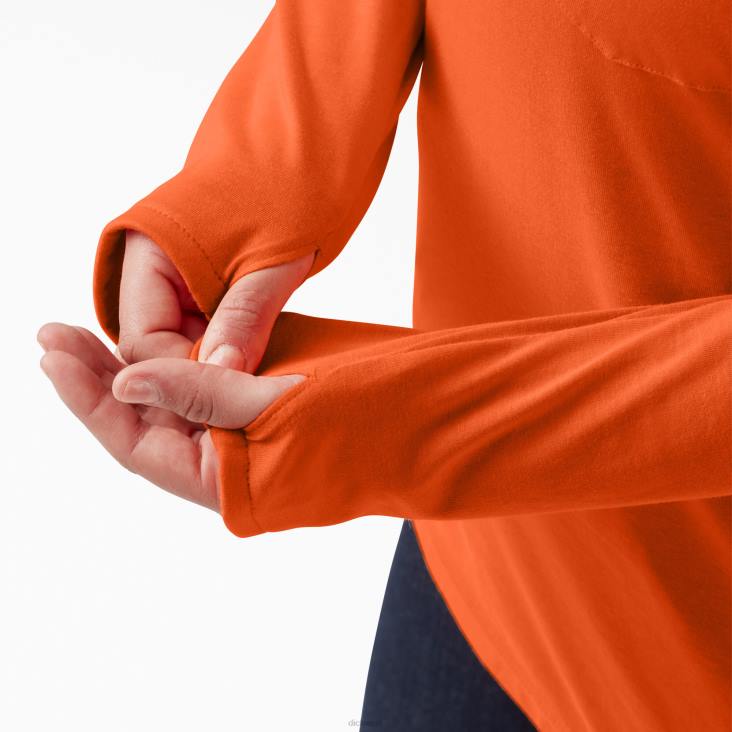 vrouwen Dickies plus zonneshirt met koelprestaties fel oranje (bod) kleding 6F0X1641