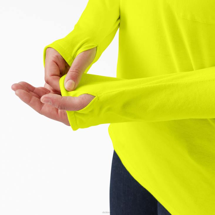 vrouwen Dickies plus zonneshirt met koelprestaties helder geel (bwd) kleding 6F0X1642