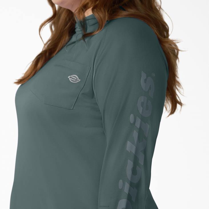 vrouwen Dickies plus zonneshirt met koelprestaties lincoln groen (ln) kleding 6F0X1647