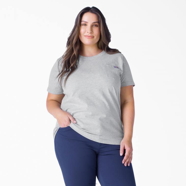 vrouwen Dickies plus zwaargewicht T-shirt met korte mouwen grijs gespikkeld (hg) kleding 6F0X1970