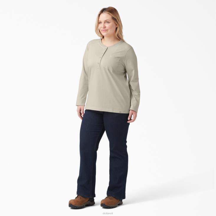 vrouwen Dickies plus zwaargewicht henley havermout (ot9) kleding 6F0X2155