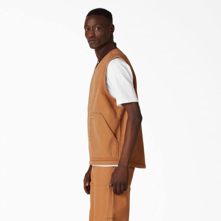 Heren Dickies Stonewashed Duck hoogpolig fleece gevoerd vest stonewashed bruine eend (sbd) kleding 6F0X1032