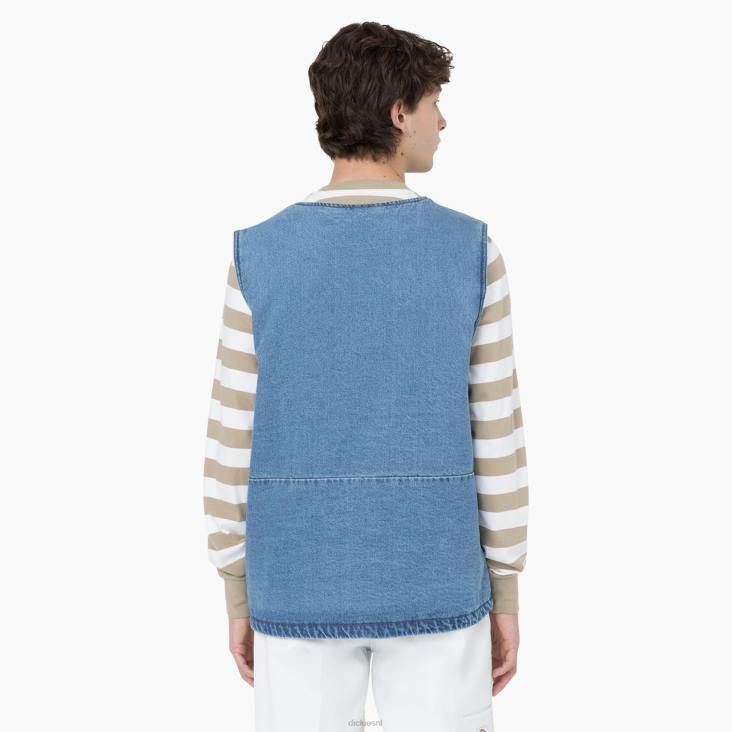 Heren Dickies denim vest met rits aan de voorkant licht denim (ltd) kleding 6F0X972
