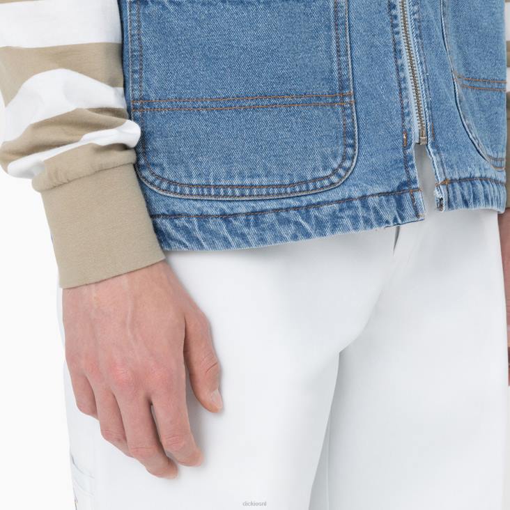 Heren Dickies denim vest met rits aan de voorkant licht denim (ltd) kleding 6F0X972