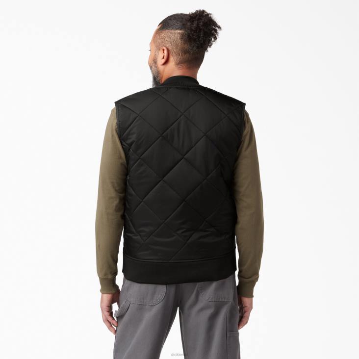 Heren Dickies diamant gewatteerd vest zwart (bk) kleding 6F0X1022