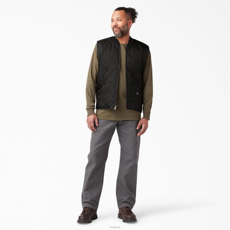 Heren Dickies diamant gewatteerd vest zwart (bk) kleding 6F0X1022
