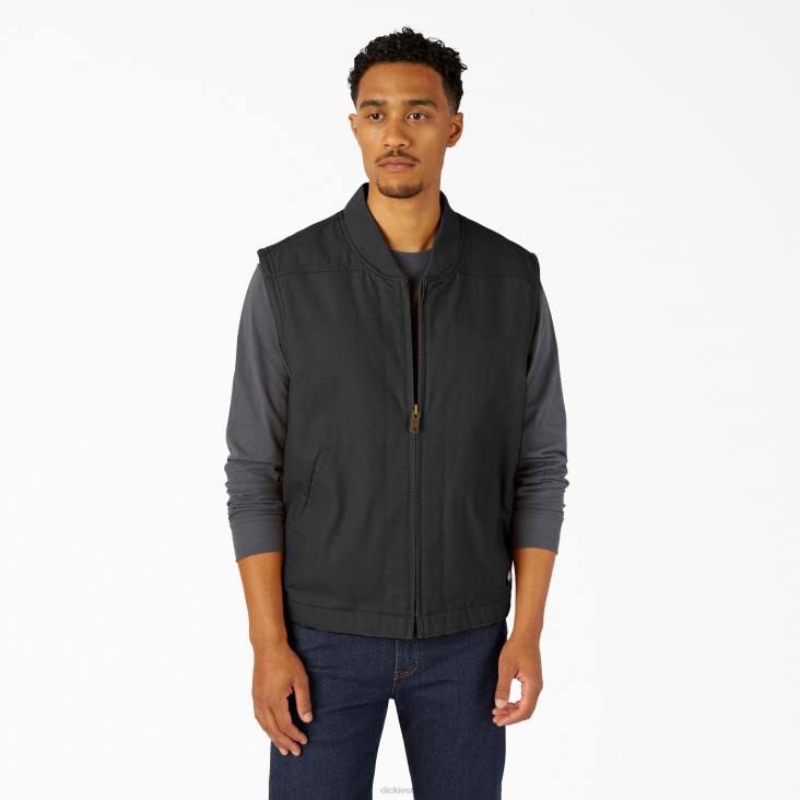 Heren Dickies hoogpolig met fleece gevoerd eendenvest gespoeld zwart (rbk) kleding 6F0X1063