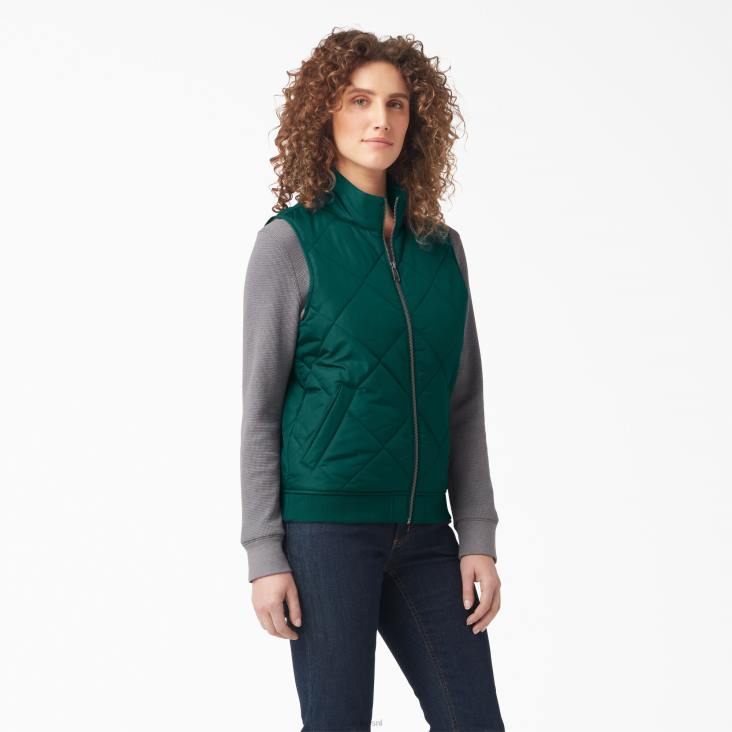 vrouwen Dickies gewatteerd vest bosgroen (ft) kleding 6F0X2297
