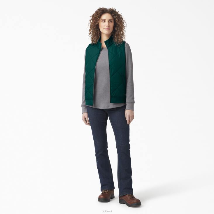 vrouwen Dickies gewatteerd vest bosgroen (ft) kleding 6F0X2297