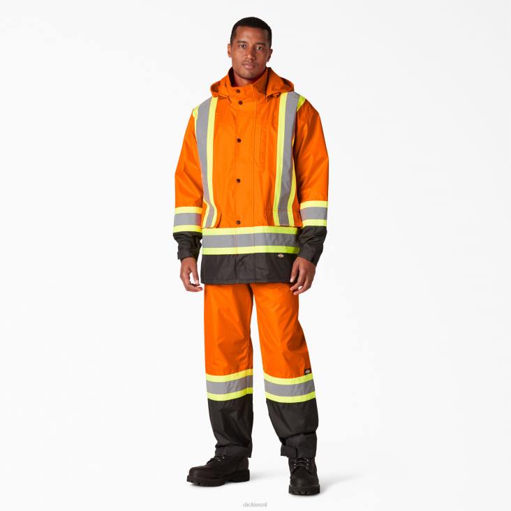 uniseks Dickies hi vis 2-delig veiligheidsregenpak ansi-sinaasappel (oa) werk kleding 6F0X1453