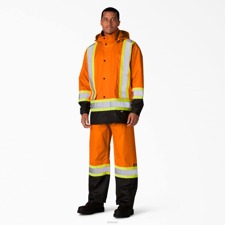 uniseks Dickies hi vis 2-delig veiligheidsregenpak ansi-sinaasappel (oa) werk kleding 6F0X1453