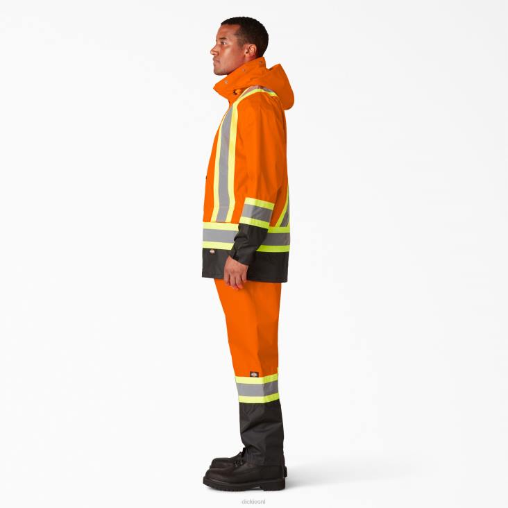 uniseks Dickies hi vis 2-delig veiligheidsregenpak ansi-sinaasappel (oa) werk kleding 6F0X1453