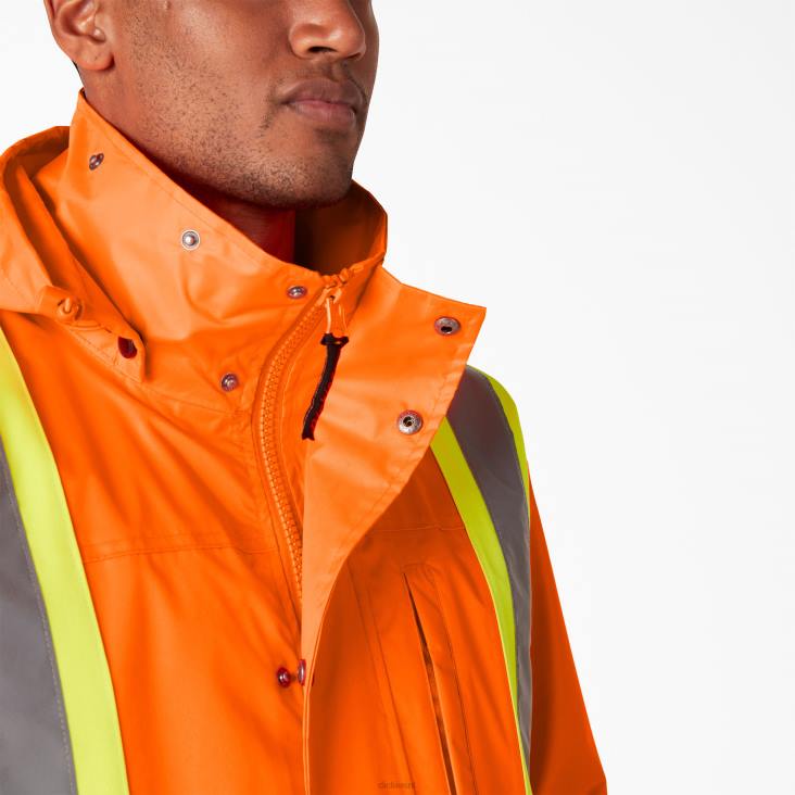 uniseks Dickies hi vis 2-delig veiligheidsregenpak ansi-sinaasappel (oa) werk kleding 6F0X1453