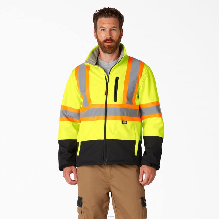 uniseks Dickies hi vis veiligheidssoftshelljack ansi geel (ay) werk kleding 6F0X1456