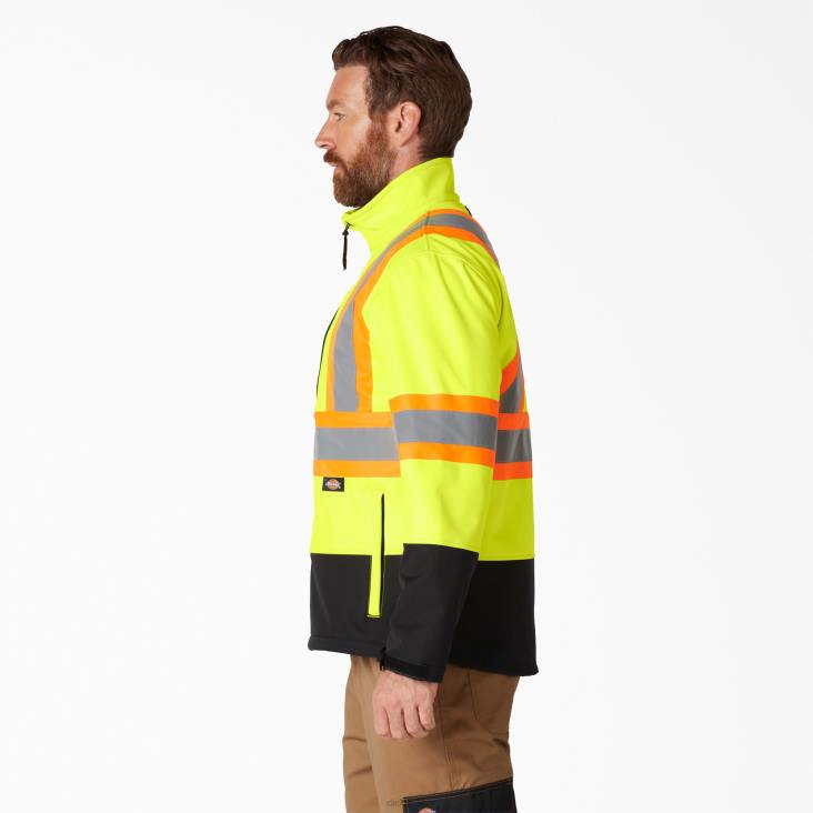 uniseks Dickies hi vis veiligheidssoftshelljack ansi geel (ay) werk kleding 6F0X1456